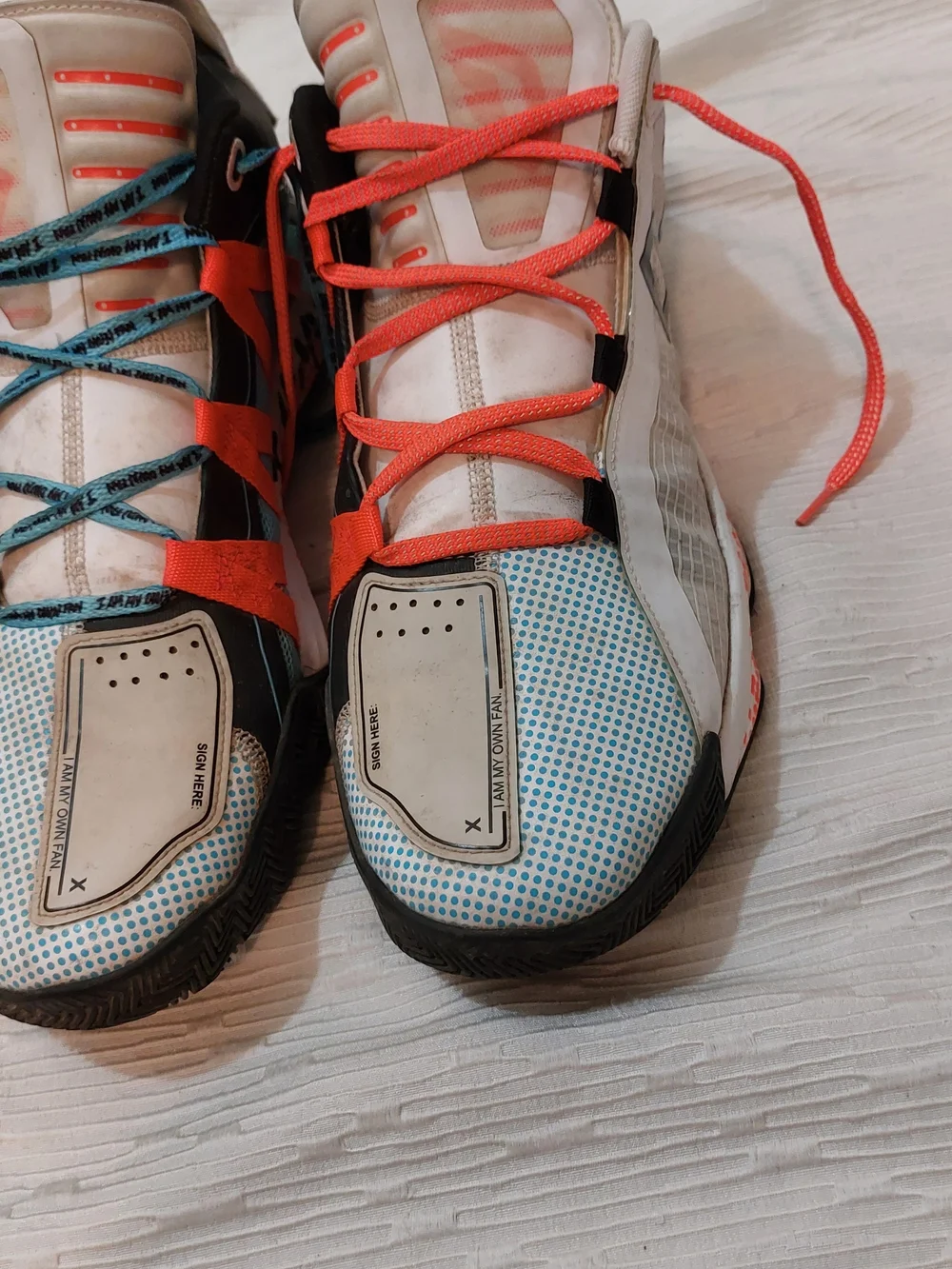 adidas Pusha T × Dame DL90 White Blue Orange Athletic Shoes Size 13